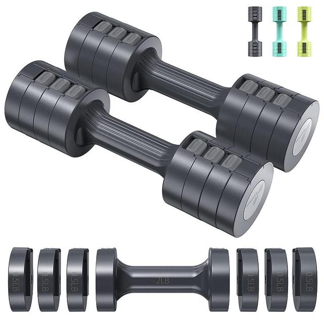 Adjustable Dumbbells Hand Weights Set: Sportneer 1 Pair 4 6 8 10lb (2-5lb Each) Free Weights Fast Adjust Dumbbell Weight Set of 2 for Women Men Home Gym Workout Strength Training Equipments