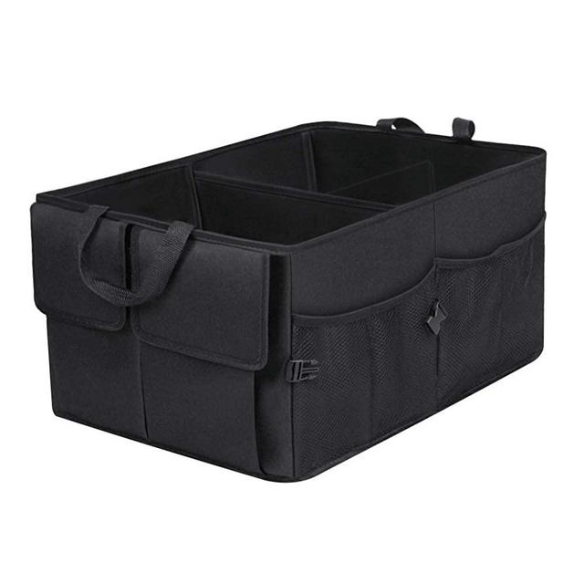 Car Trunk Organizer, Trunk Organizer for Car SUV Truck Organizer Multipurpose Car Organizer Auto Cargo Storage with Straps Multi Compartments Trunk Organizer Auto Trunk Storage Organizer, Black
