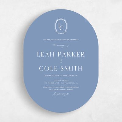 Blue Oval Wedding Invitation - Alpino Classic