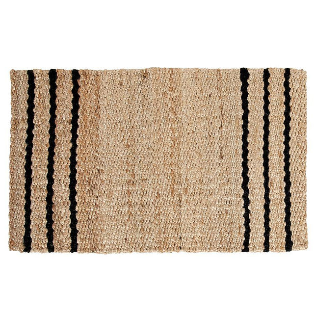 Three Stripe Jute Doormat, 22" x 36", Natural