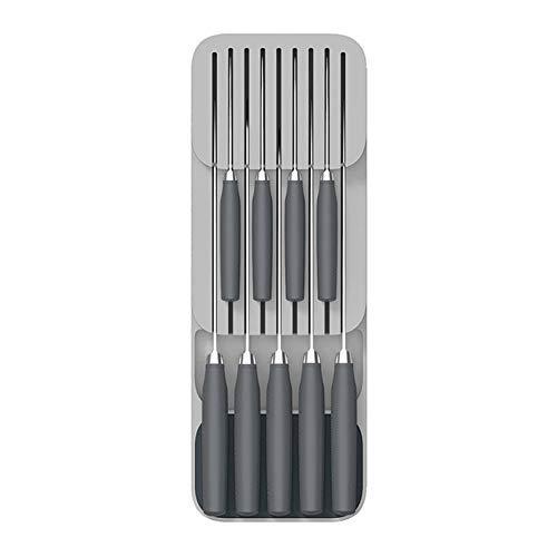 Knife Blocks Knife Drawer Tray for Kitchen Knife Insert orangizer Kitchen Knives Board Knife Organize Drawer Plastic Knive Storage Holder Indrawer Knifedock with Knife Slots (grey)