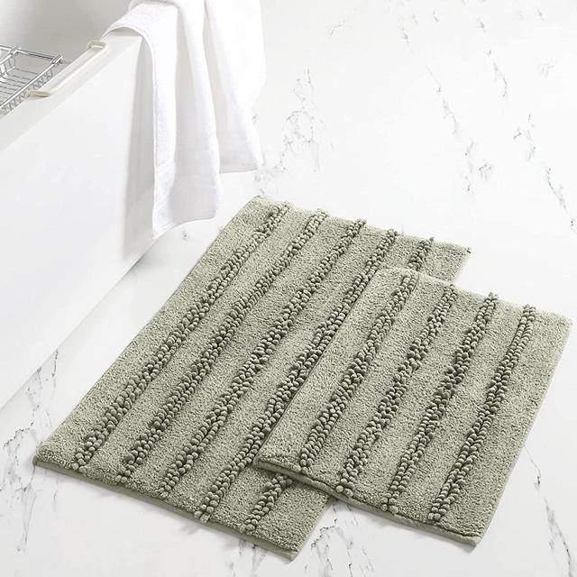 Modern Threads 2-Pack Soft Absorbent Plush Chenile Bath mat Sage