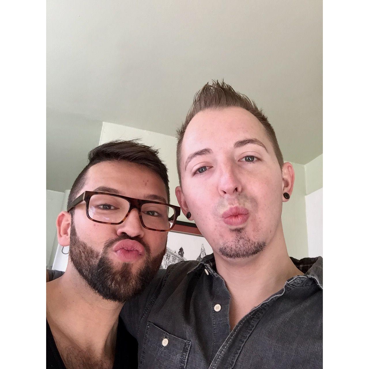 This is the first selfie they took after they became official in March of 2016.