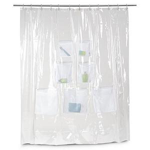 Vinyl Shower Curtain with Mesh Pockets