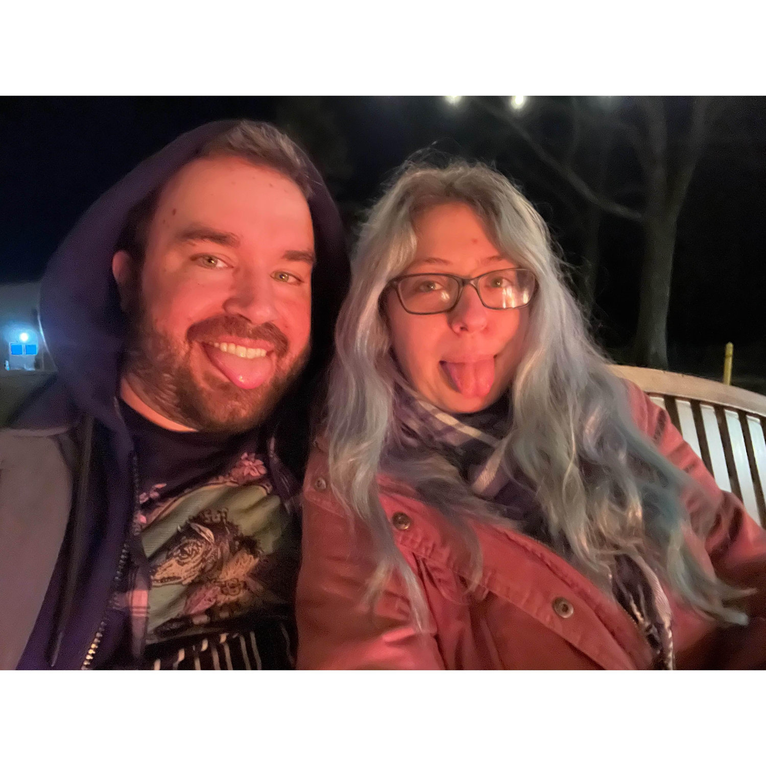 Relaxing by a firepit at Woodloch