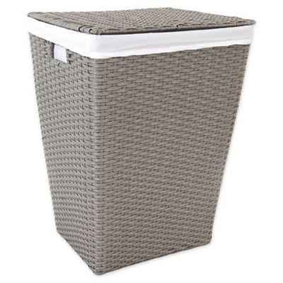 .ORG™ Poly-Rattan Tapered Rectangular Hamper in Grey/Light Grey