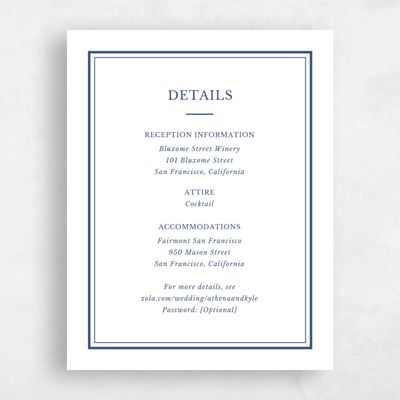Navy, Blue Wedding Enclosure - Weyers Letterpress