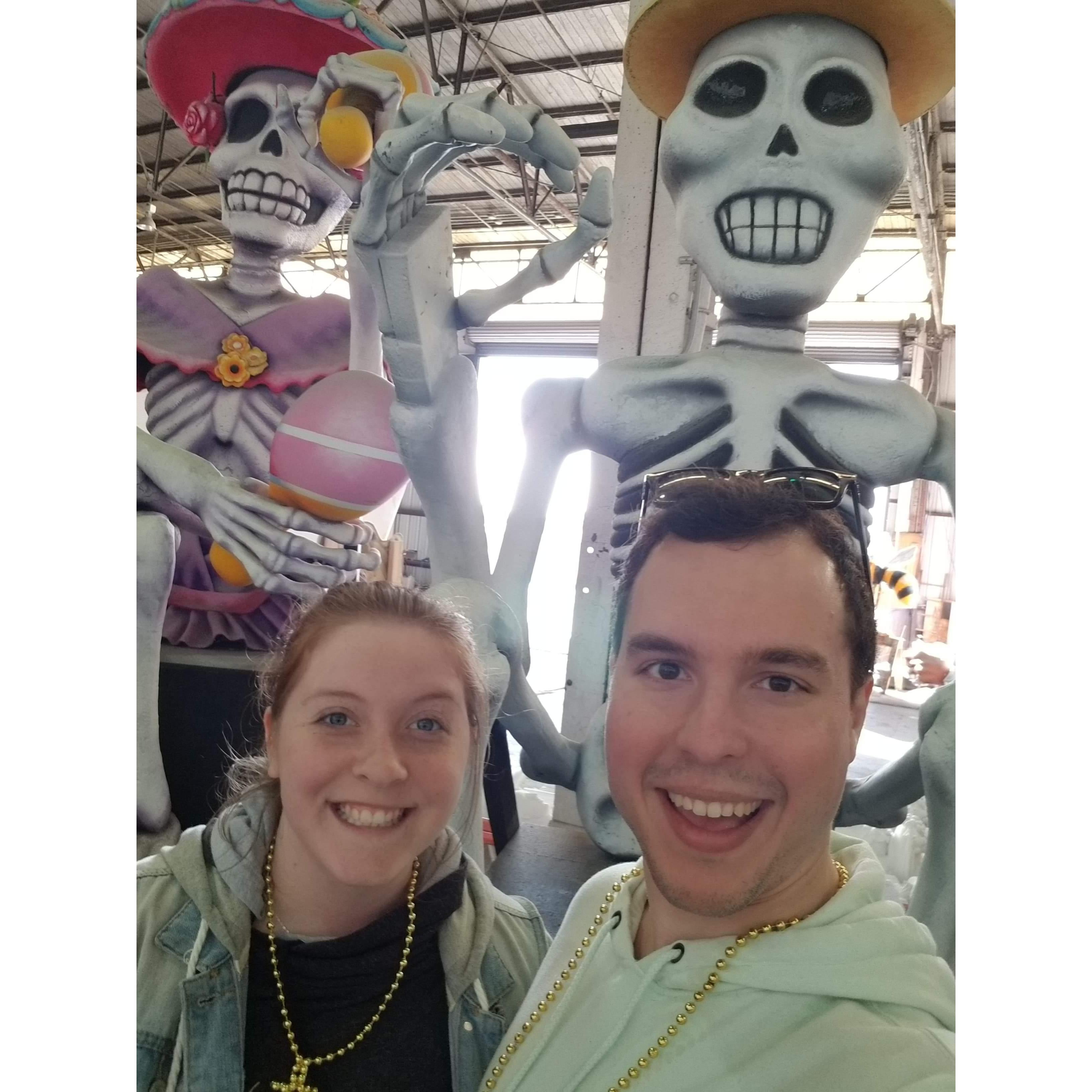 Partying with some of the lively folks at the Mardi Gras museum in NOLA.
