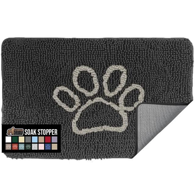 Gorilla Grip Soak Stopper Absorbent Indoor Chenille Doormat, Muddy Dog Washable Rug, Quick Dry Microfiber, Durable Backing, Absorbs Water and Moisture, Door Mat for Entry, 30x20, Charcoal Cloudy Sky