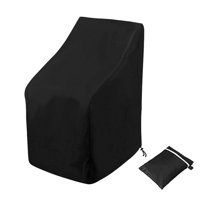 Stacking Outdoor Chair Cover Waterproof, Uranshin Outdoor Patio Furniture Covers Stacked Chairs 210D, Lounge Chair Covers Outdoor Stack Chairs for All Weather Protection, Black, 25"L x 25"W x 47”H