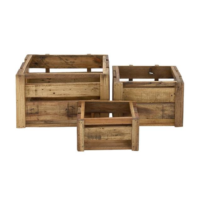 Decorative Basket Set of 3 - Wood - Olivia & May Brown