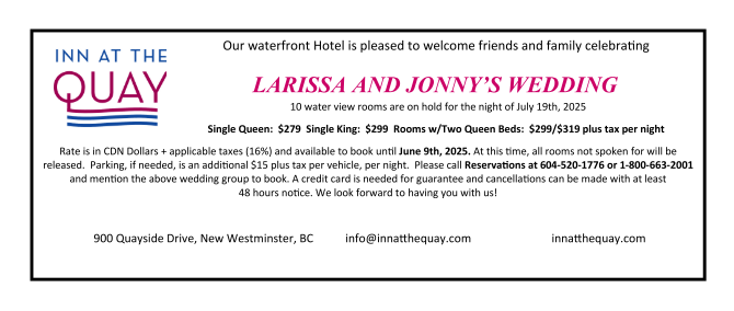 The Wedding Website of Larissa Wright and Jonathan Atkinson