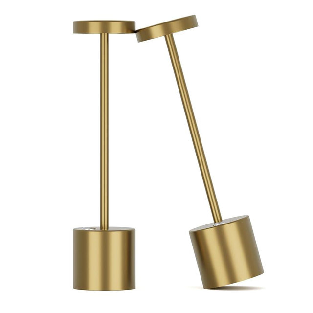 Coinmit 2 Pack LED Rechargeable Table Lamp, Gold Battery Portable 5000mAh Cordless Outdoor Lamp, 3 Color Stepless Dimmable Dining Table Lamps for Outdoor Bars Restaurant Bedroom (Gold)