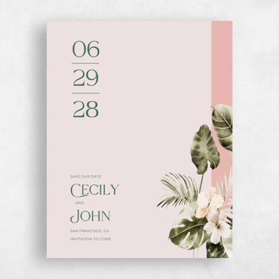 Dusty Peach, Pink Wedding Save the Date - Katmai Portrait