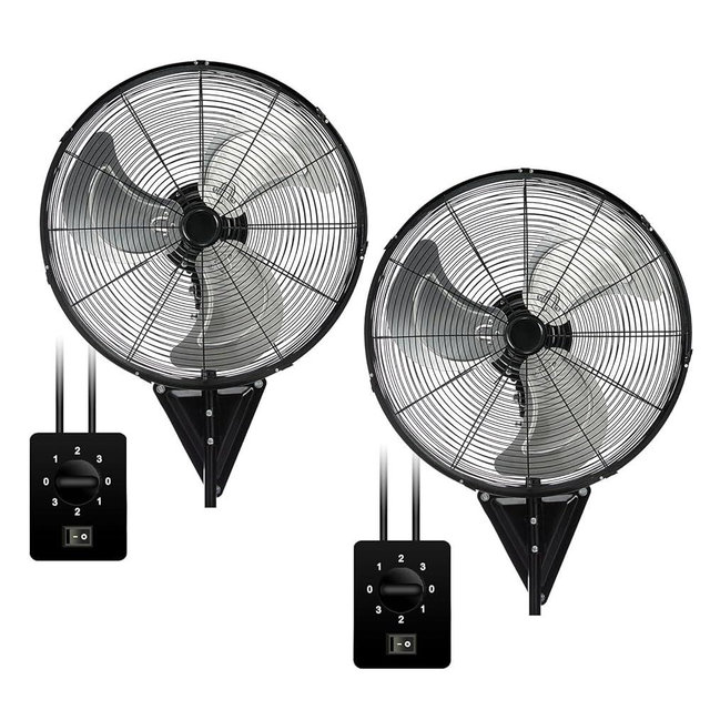 AZOUTDOOR 2 Pack 20 Inch Wall Mount Fans, Oscillating Fan with 3 Speed Settings, High Velocity Fans with Adjustable Tilt for Commercial, Industrial, Warehouse, Workshop, Garage