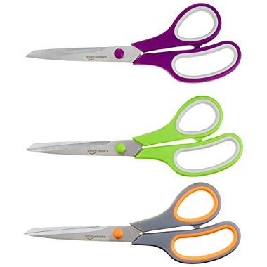 AmazonBasics Multipurpose Office Scissors - 3-Pack