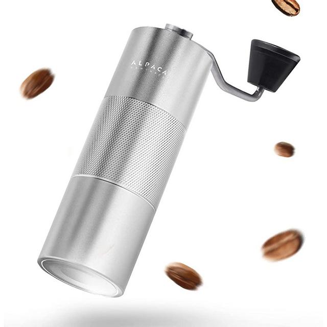 Manual Coffee Grinder by Alpaca Ventures - Stainless Steel Conical Burr Coffee Grinder Manual with Adjustable Setting Double Bearing Hand Espresso Grinder Perfect for Home, Office and Camping