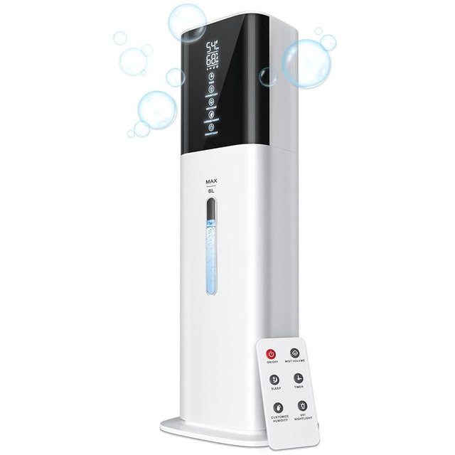 Humidifiers for Bedroom, 2.11Gal 8L Quiet Humidifiers for Large Room with Timer, 360°Nozzle, 3 Speed Ultrasonic Cool Mist Humidifier with Humidistat for Baby, Customize humidity for Home Adults Plants