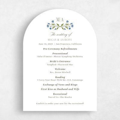 White Arch Wedding Program - Feuille