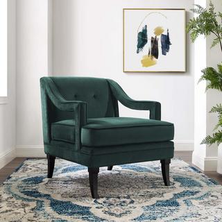 Concur Button Tufted Upholstered Velvet Armchair