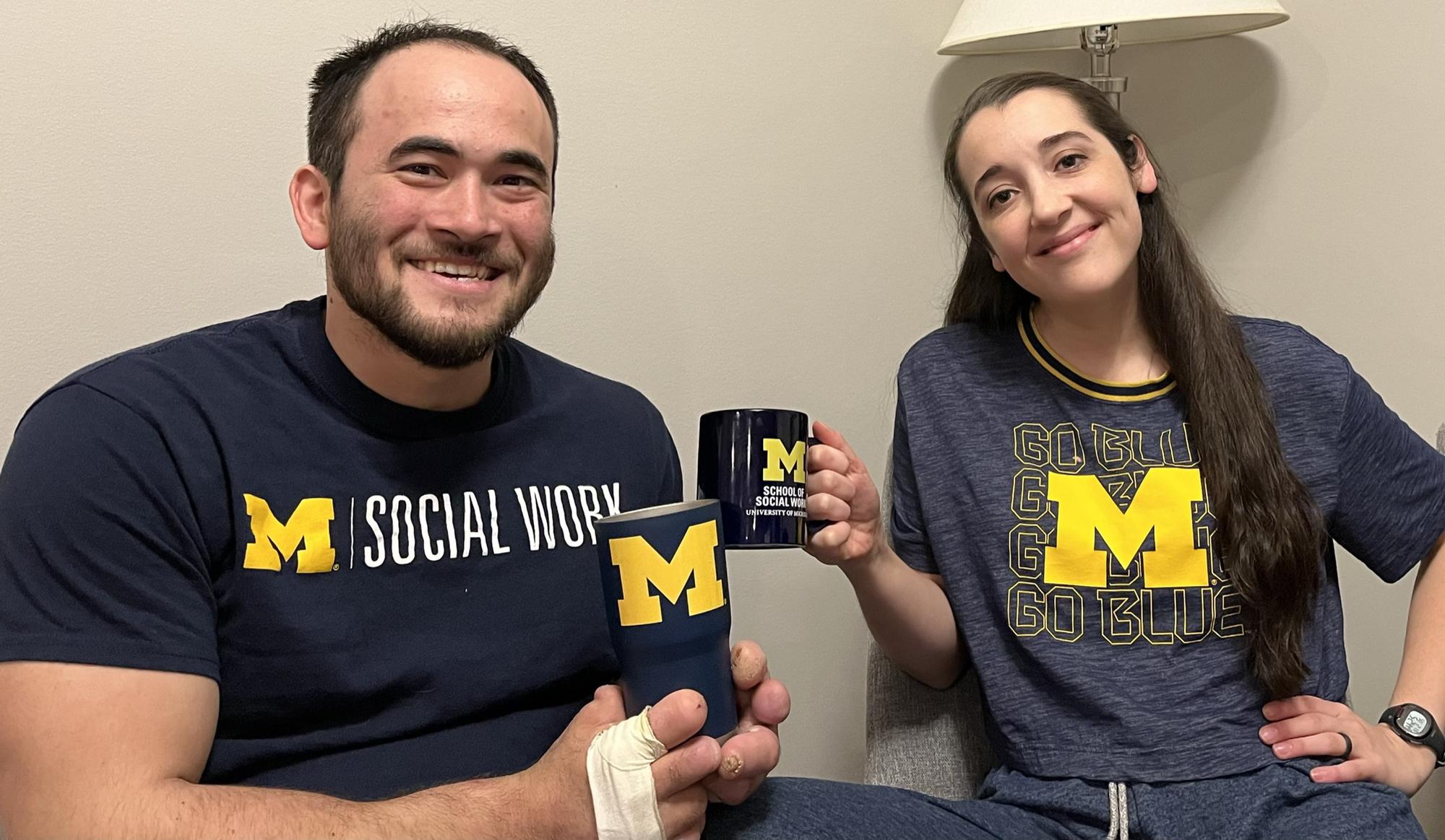 Celebrating when Liz got accepted into UMich's Graduate School of Social Work!