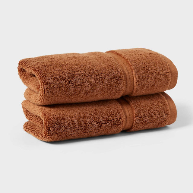 2pk Spa Plush Hand Towel Set Caramel - Threshold™