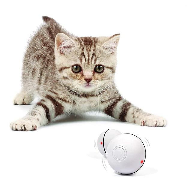 YOFUN Smart Interactive Cat Toy - Newest Version 360 Degree Self Rotating Ball, USB Rechargeable Pet Toy, Build-in Spinning Led Light, Stimulate Hunting Instinct for Your Kitty
