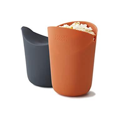 Joseph Joseph 45018 M-Cuisine Microwave Popcorn Popper Maker Single Serve Portion Silicone Food Safe, 2-piece, Multicolored