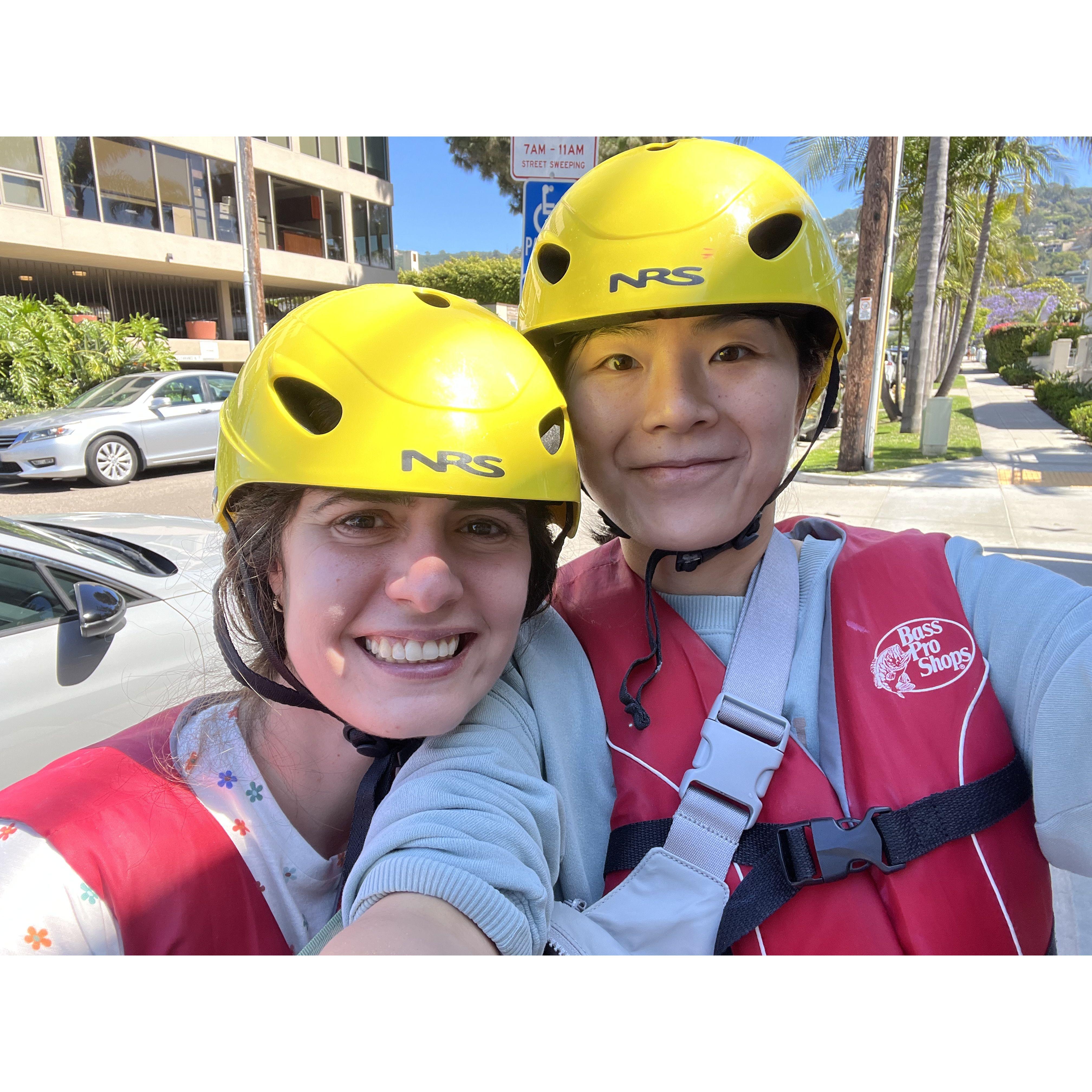 Like a pair of fools that we are, we went kayaking in La Jolla. Huan got very motion sick as predicted.