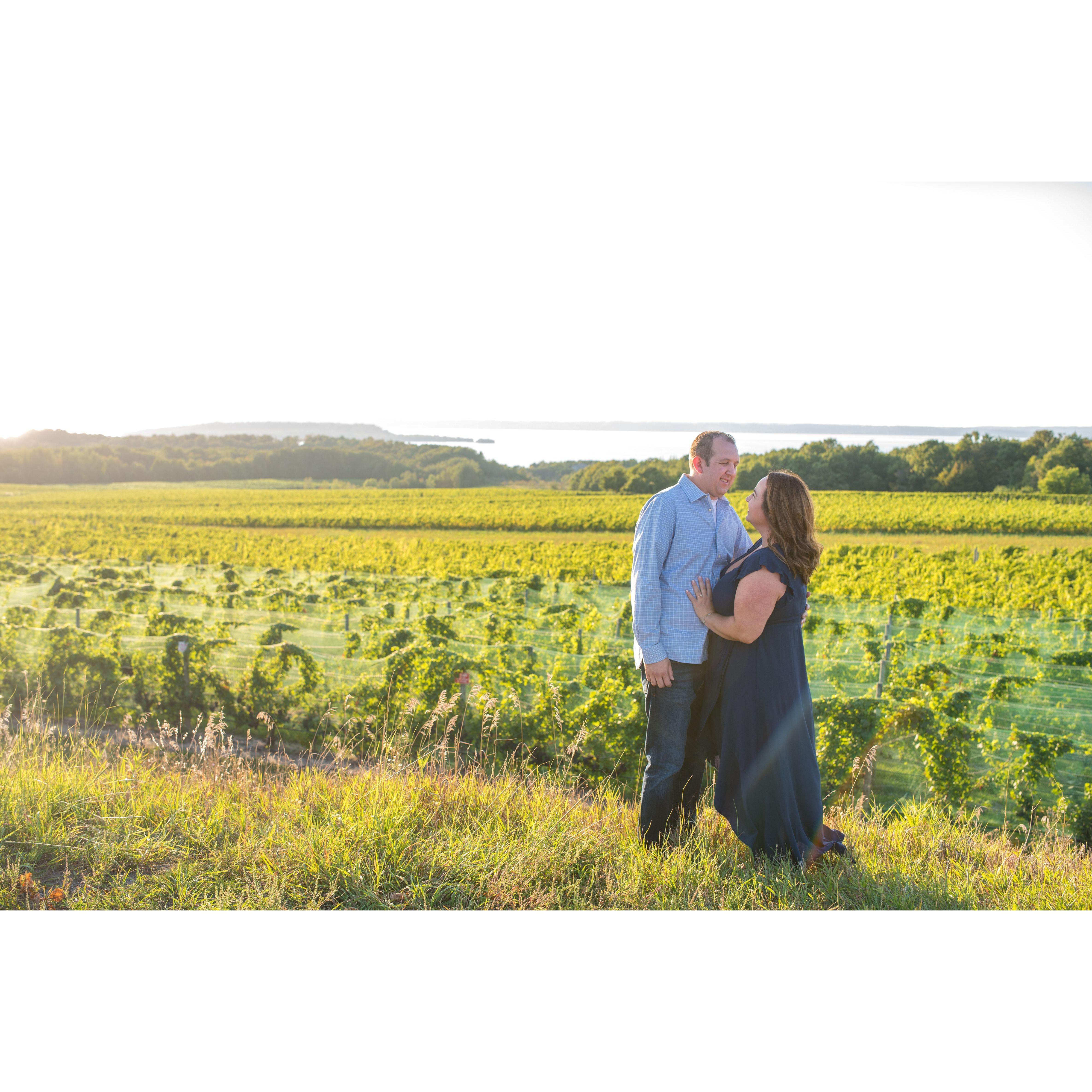 Over looking the T.C. Bay at sunset for our engagement photos.