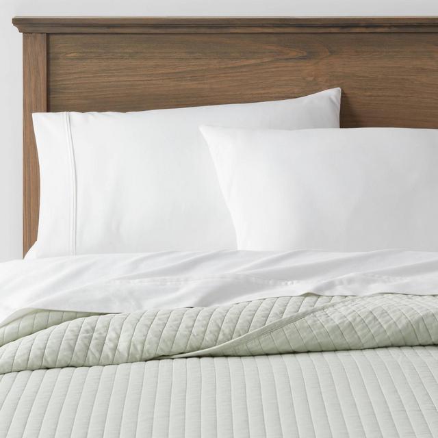 King Washed Cotton Sateen Quilt Sage - Threshold™