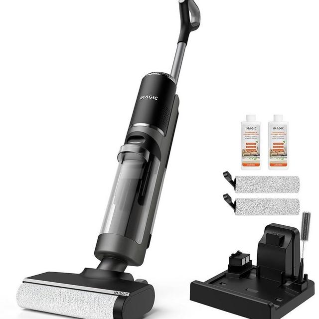 IMAGIC M3 Wet Dry Vacuum Cleaner, Cordless Vacuum Mop All in One for Hard Floors, Lightweight Floor Cleaner for Sticky Messes with Edge Cleaning, Self-Cleaning and Hot Air Drying, Grey