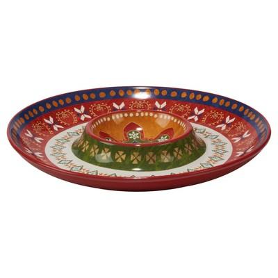 Certified International® Monterrey by Veronique Charron Ceramic Chip and Dip Bowl Set Red