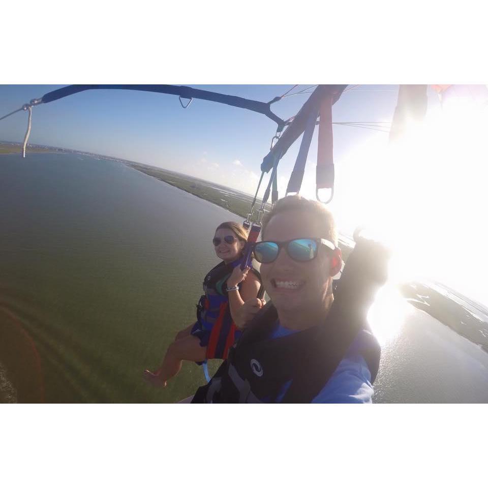 Port Aransas, TX parasailing. We had only been dating a few months here.