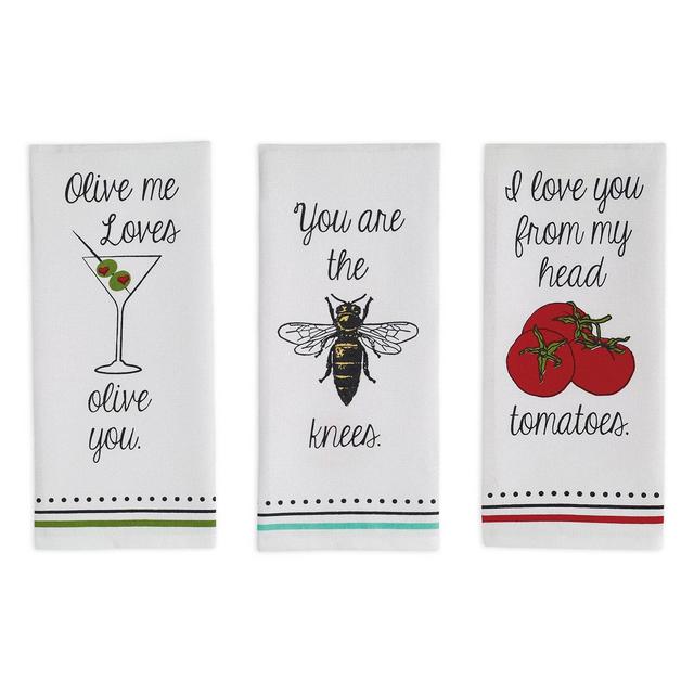 DII Love You Printed Dishtowel - Set of 3