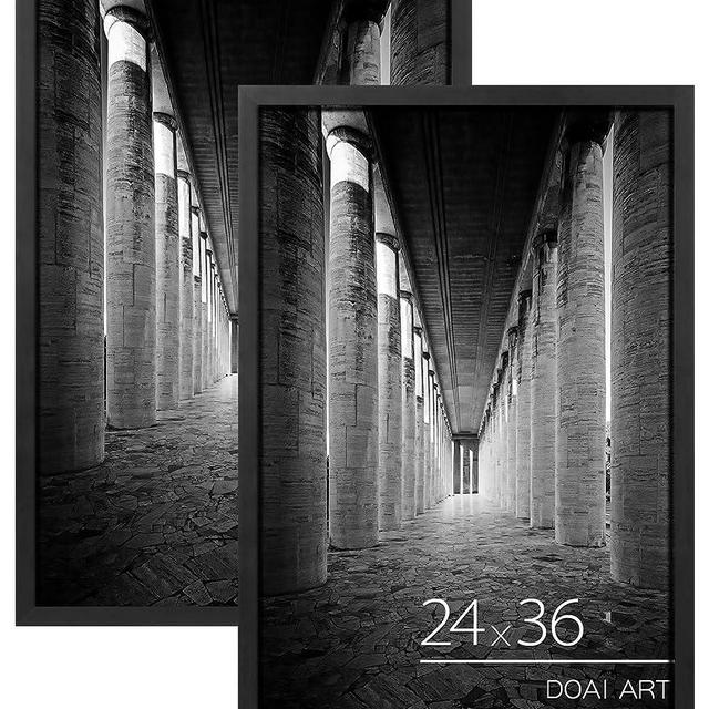 DOAI ART 24x36 Poster Frame Black 2 Pack, Poster Frames 24 x 36 inches or 24x36 Picture Frames with HD Plexiglass for Horizontal or Vertical Wall Mounting, Durable Scratch-proof Safe and Artistic Large Photo Frame