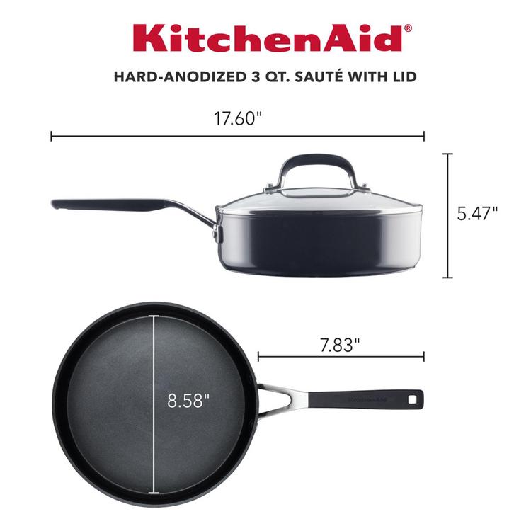 KitchenAid Hard Anodized 3qt Nonstick Ceramic Cookware Sauce Pan - Blue Velvet