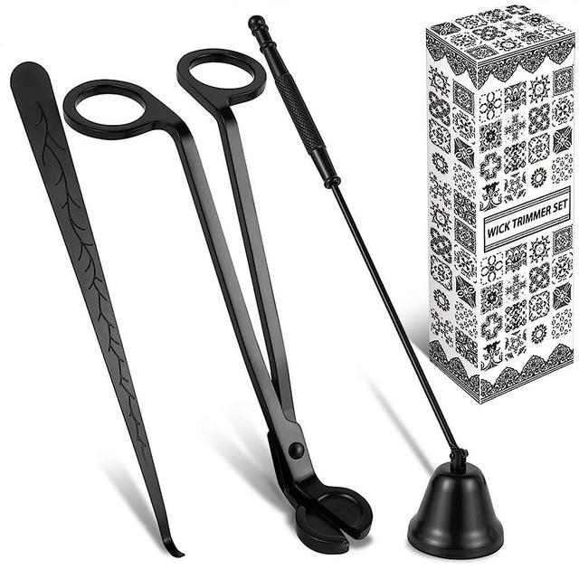 calary Candle Wick Trimmer, Candle Snuffer and Wick Dipper & Candle Accessory Set, 3 in 1 Candle Care Kit for Candle Lover (Black)