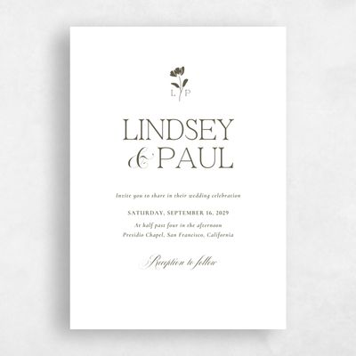 White Wedding Invitation - Kendall Portrait