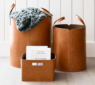 Hardy Leather Basket Collection - 19" diameter large tote