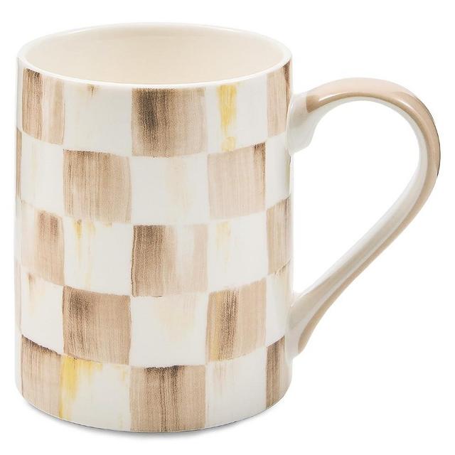 MACKENZIE-CHILDS Porcelain Mug, Tea and Coffee Mug, Brown-and-White Mocha Check