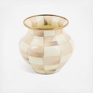 Mocha Check Stainless Steel Small Vase