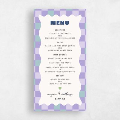 Purple Wedding Menu - Vibrante