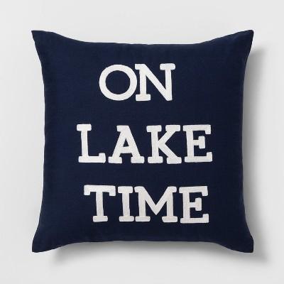 On Lake Time Square Throw Pillow Navy - Threshold™