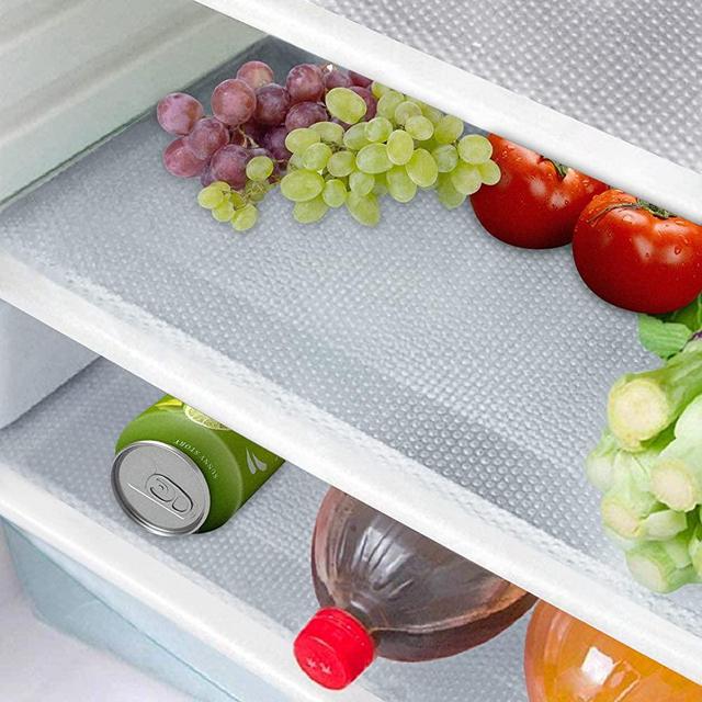 16 Pcs Refrigerator Liners Mats Washable, Refrigerator Mats Liner Waterproof Oilproof, Shinywear Fridge Liners for Shelves, Cover Pads for Freezer Glass Shelf Cupboard Cabinet Drawer (16 Clear)