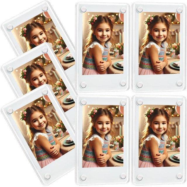 lengnoyp 7 Packs Polaroid Magnets Frame for Refrigerator, Acrylic Fridge Magnetic Picture Frame, Mini Photo Frames, Instax Clear Picture Magnet Display Frame 2.36 X 3.54 Inches