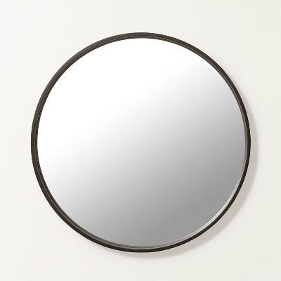 Round framed mirror in black