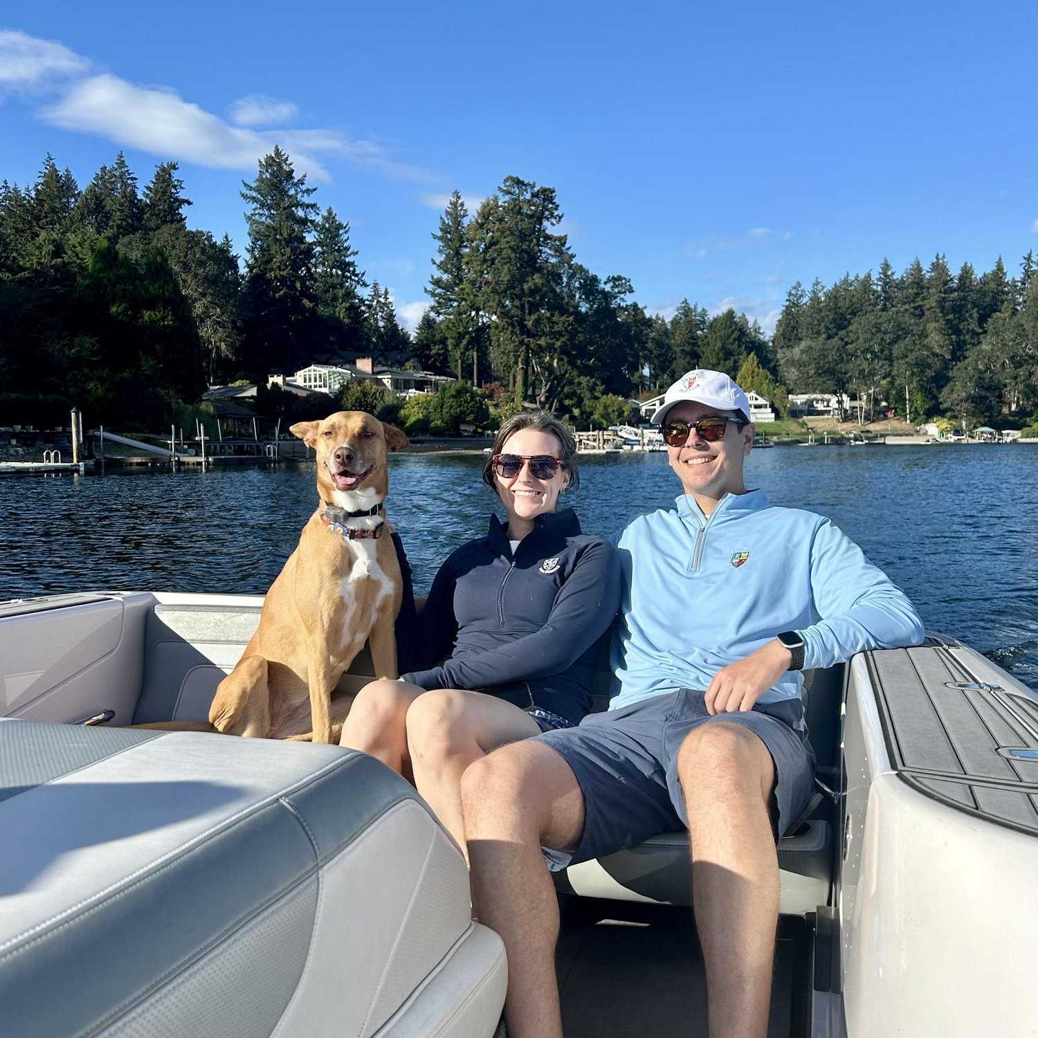Cruising around the lake with Annie.