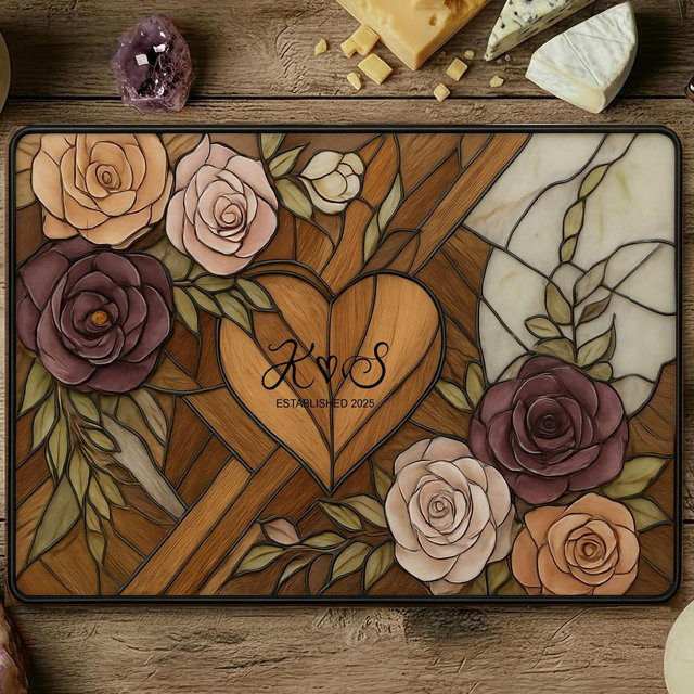 Personalized Charcuterie Board Stained Glass Wood Look Cutting Board Unique Wedding Gift Bridal Shower Gift Engagement Gift Anniversary Gift