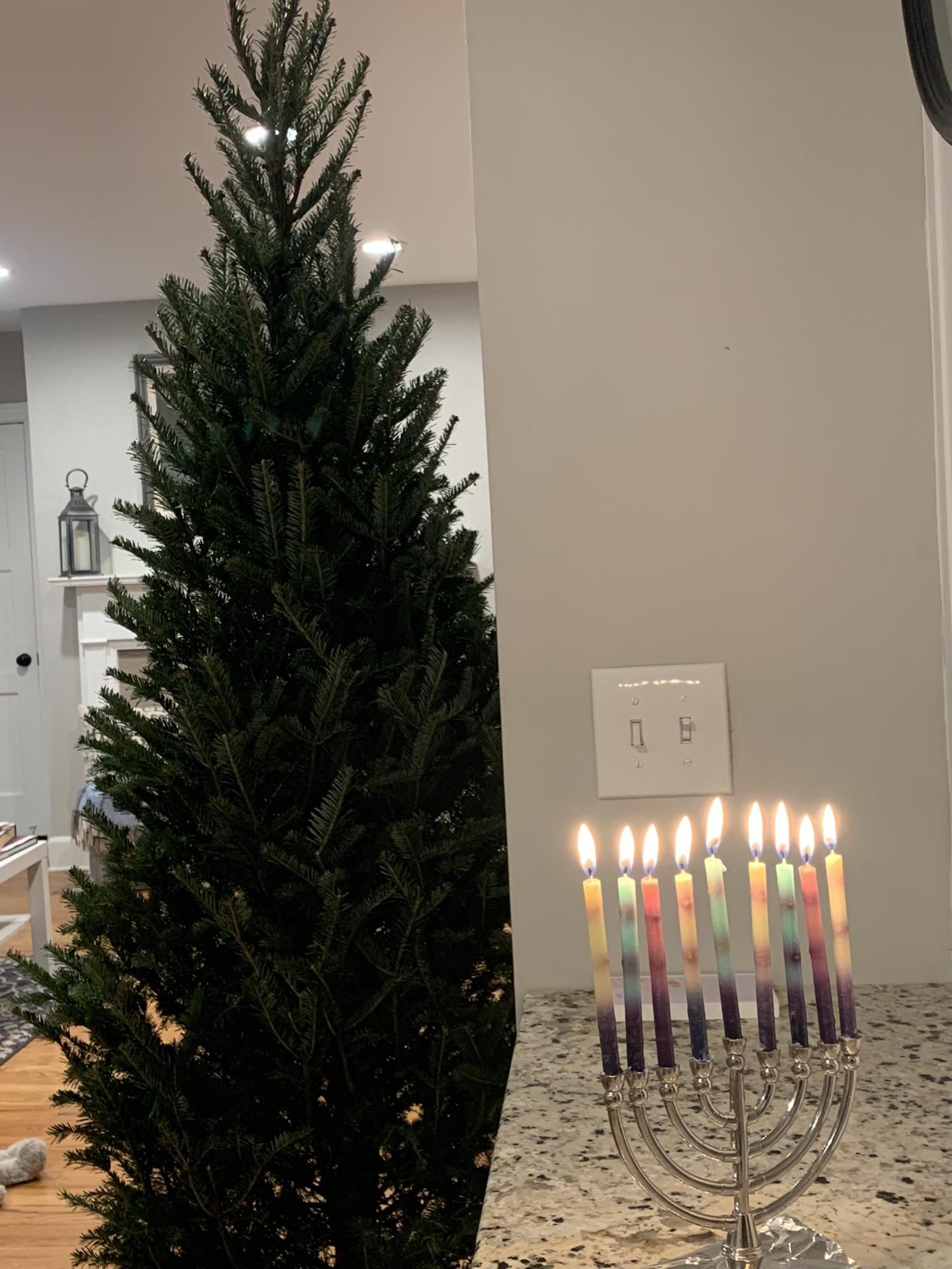 Our first Christmaskah! (Tree is pre-ornaments.) Lousiville KY, December 2021